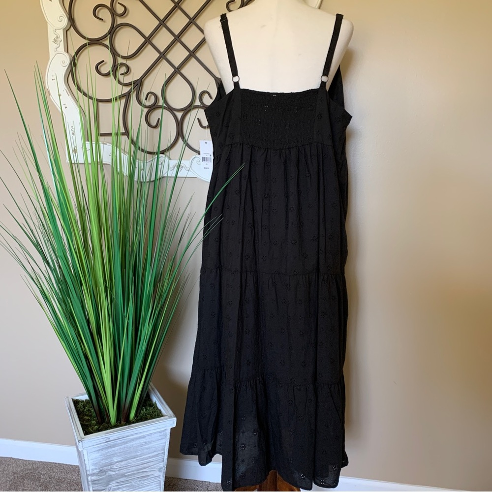NWT OPHELIA ROE Size Large Black Embroidered Dress w/ Adjustable Straps - Picture 3 of 5